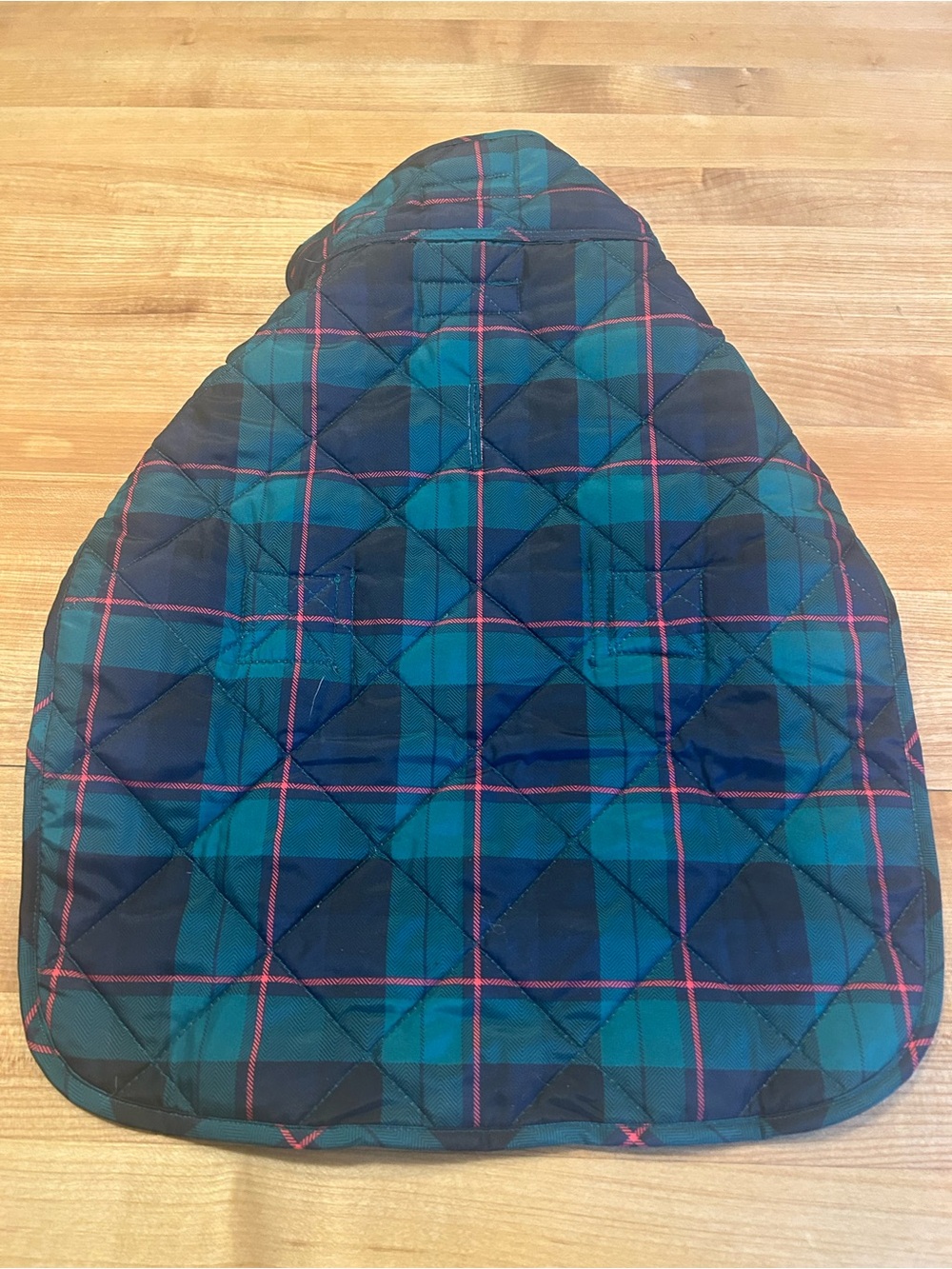 Quilted Plaid Pet Coat - Green & Navy with Red Accents